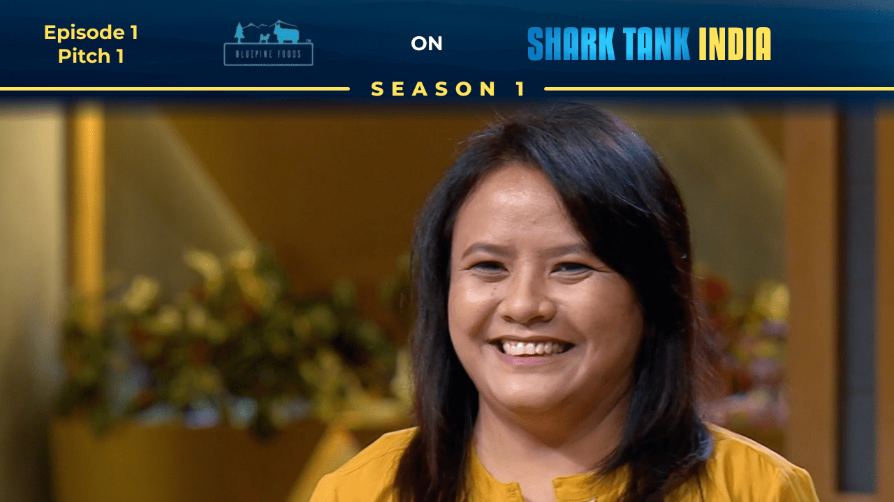 Aditi Madan, founder of BluePine Foods, pitching her frozen momos on Shark Tank India Episode 1."