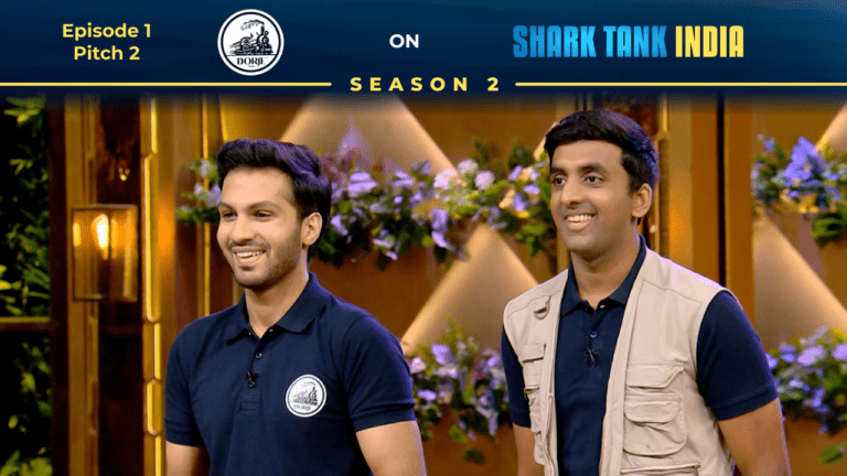 Dorje Teas founders Sparsh Agarwal and Ishaan Kanoria presenting on Shark Tank India