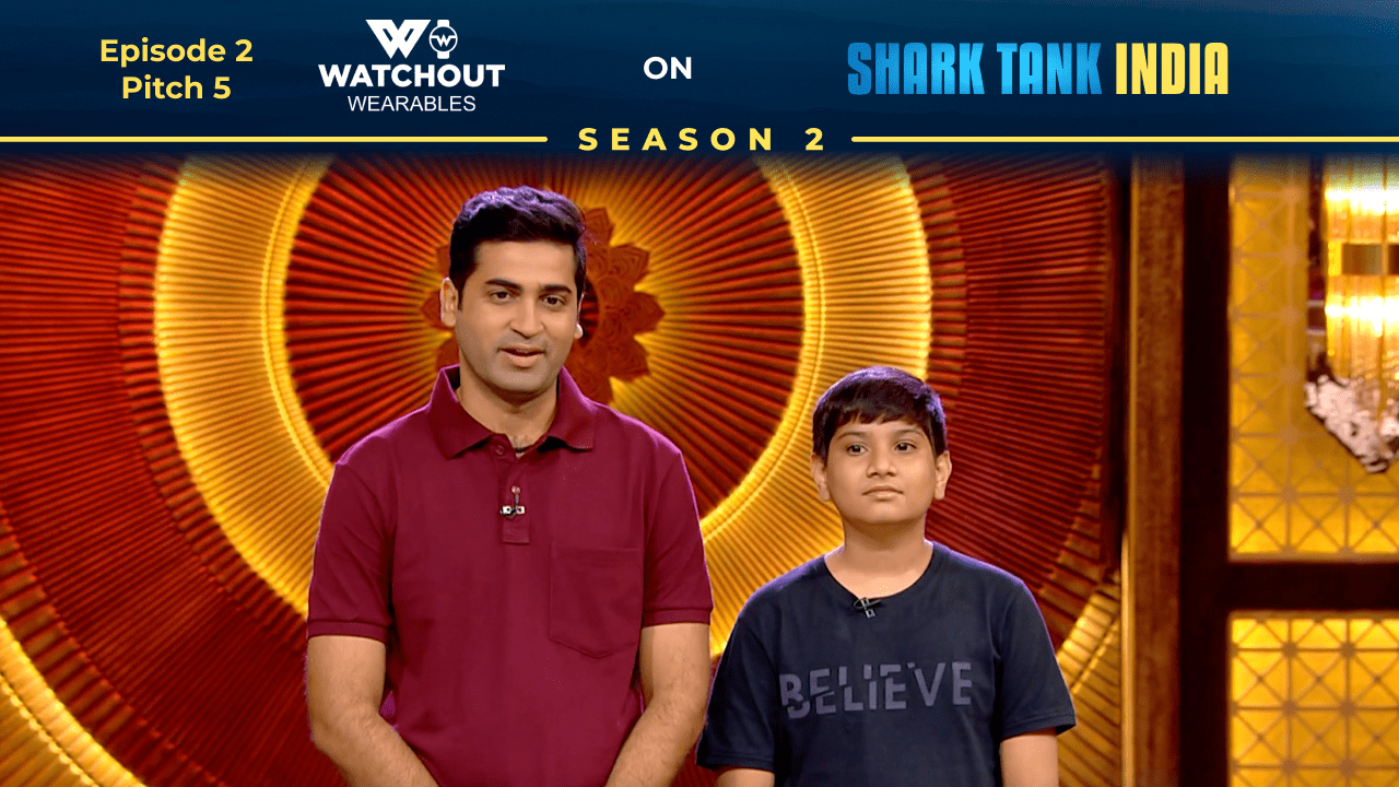 Abhishek Baheti, founder of WatchOut Wearables, pitching on Shark Tank India