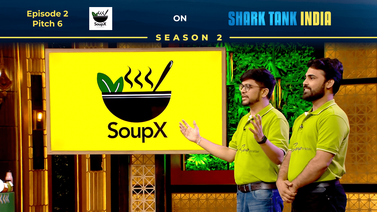 Uttam Kumar and Priyank Jain presenting SoupX on Shark Tank India