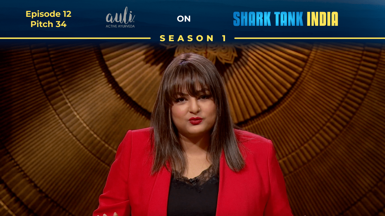 Auli Lifestyle founder Aishwarya Biswas presenting her Ayurvedic skincare brand on Shark Tank India Season 4.