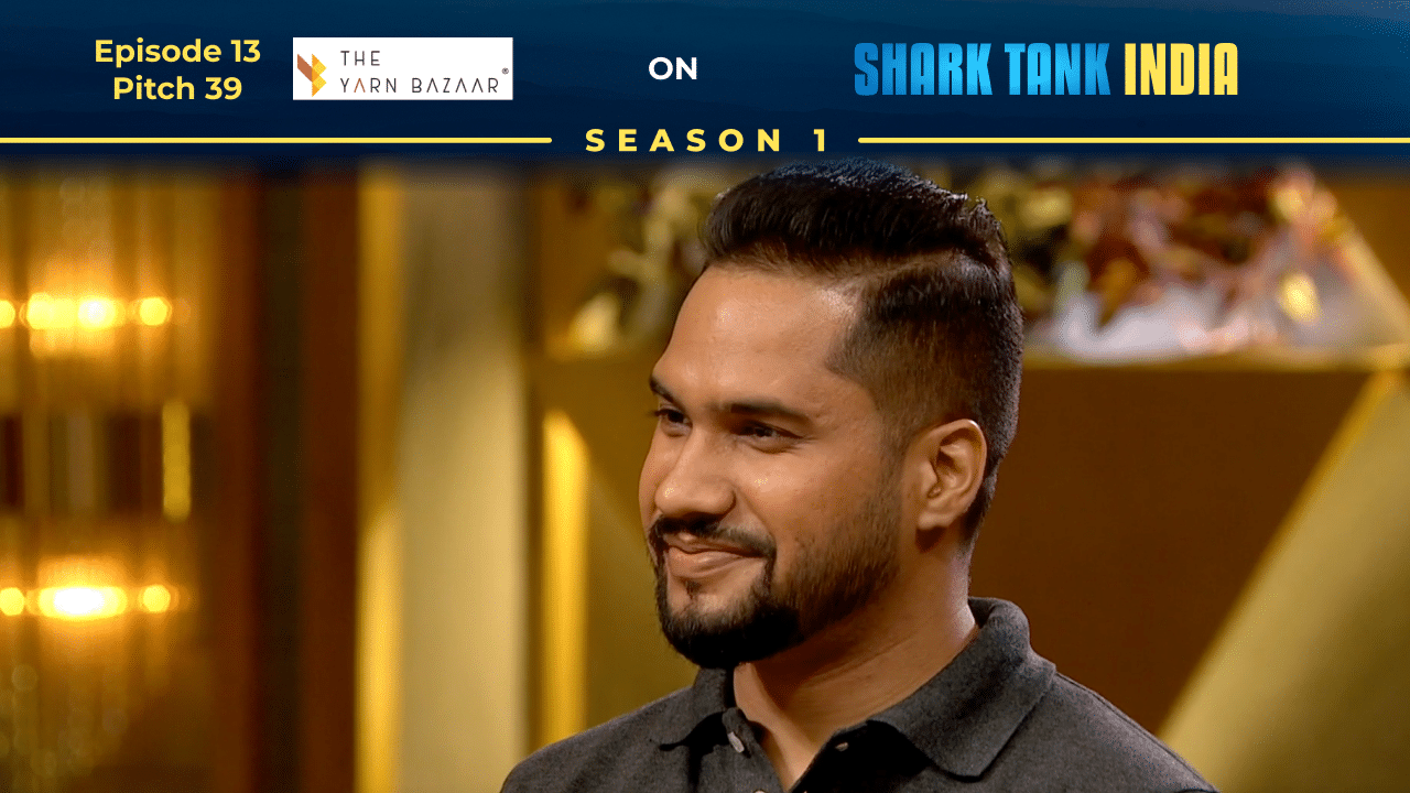 The Yarn Bazaar founder Pratik Gadia pitching his B2B yarn marketplace on Shark Tank India.