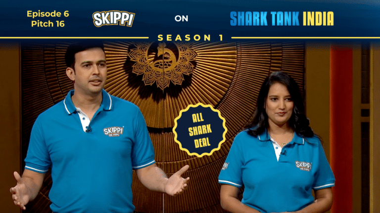 Ravi Kabra and Anuja Kabra presenting Skippi Ice Pops on Shark Tank India