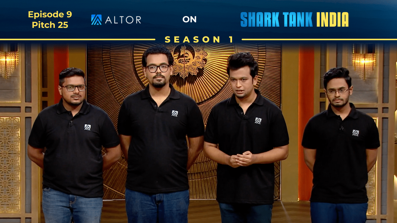 Founders of Altor Smart Helmet pitching their innovation on Shark Tank India.