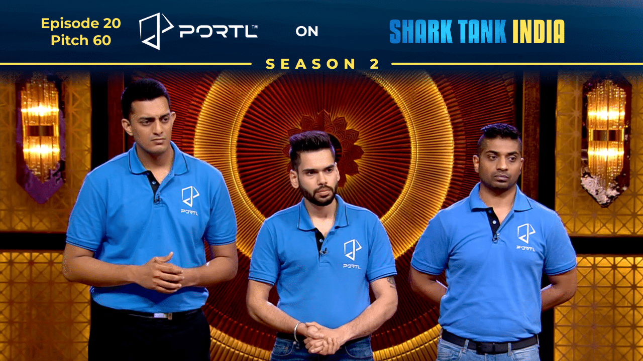 Portl founders pitching their AI-powered fitness mirror on Shark Tank India