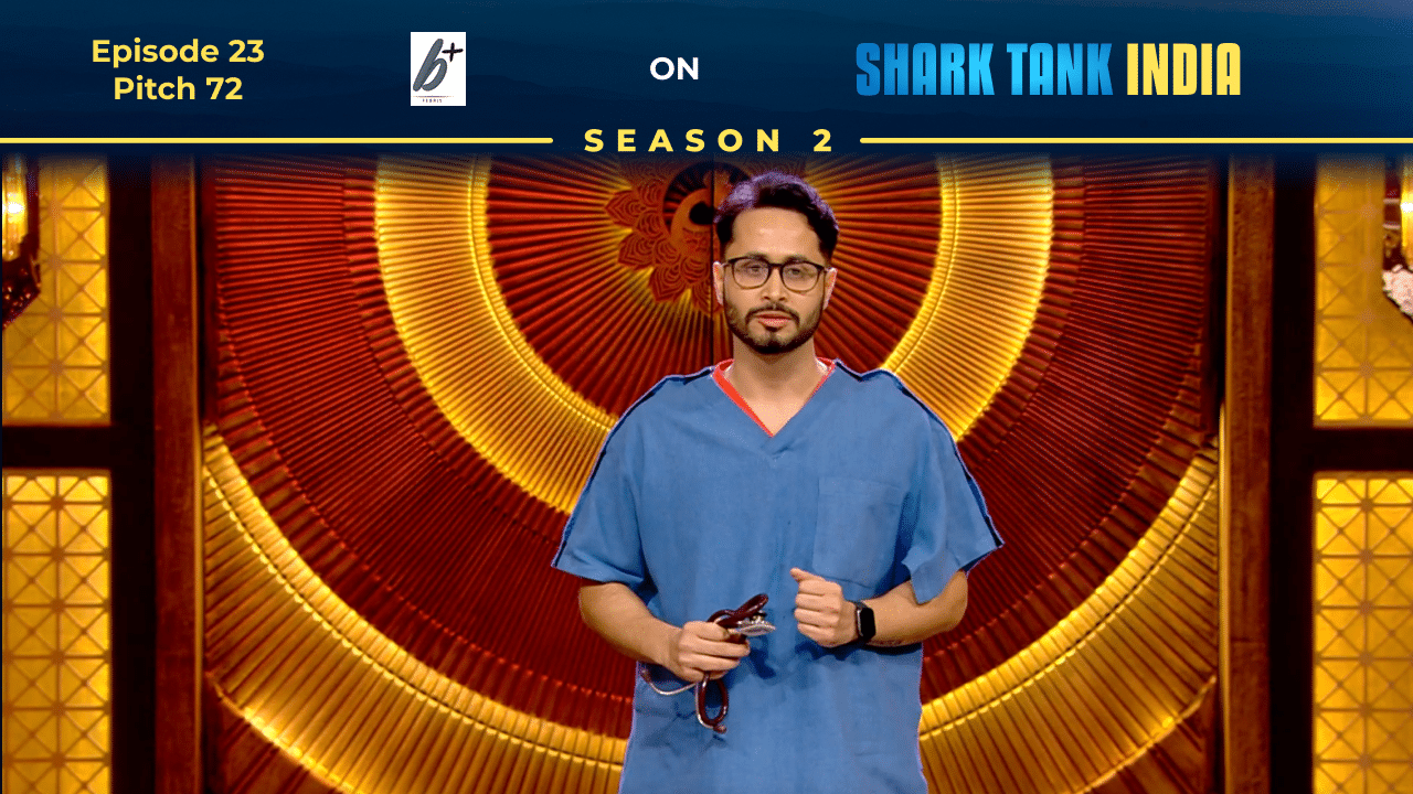 Febris founder Dr. Vishal Bajaj presenting stylish medical wear on Shark Tank India