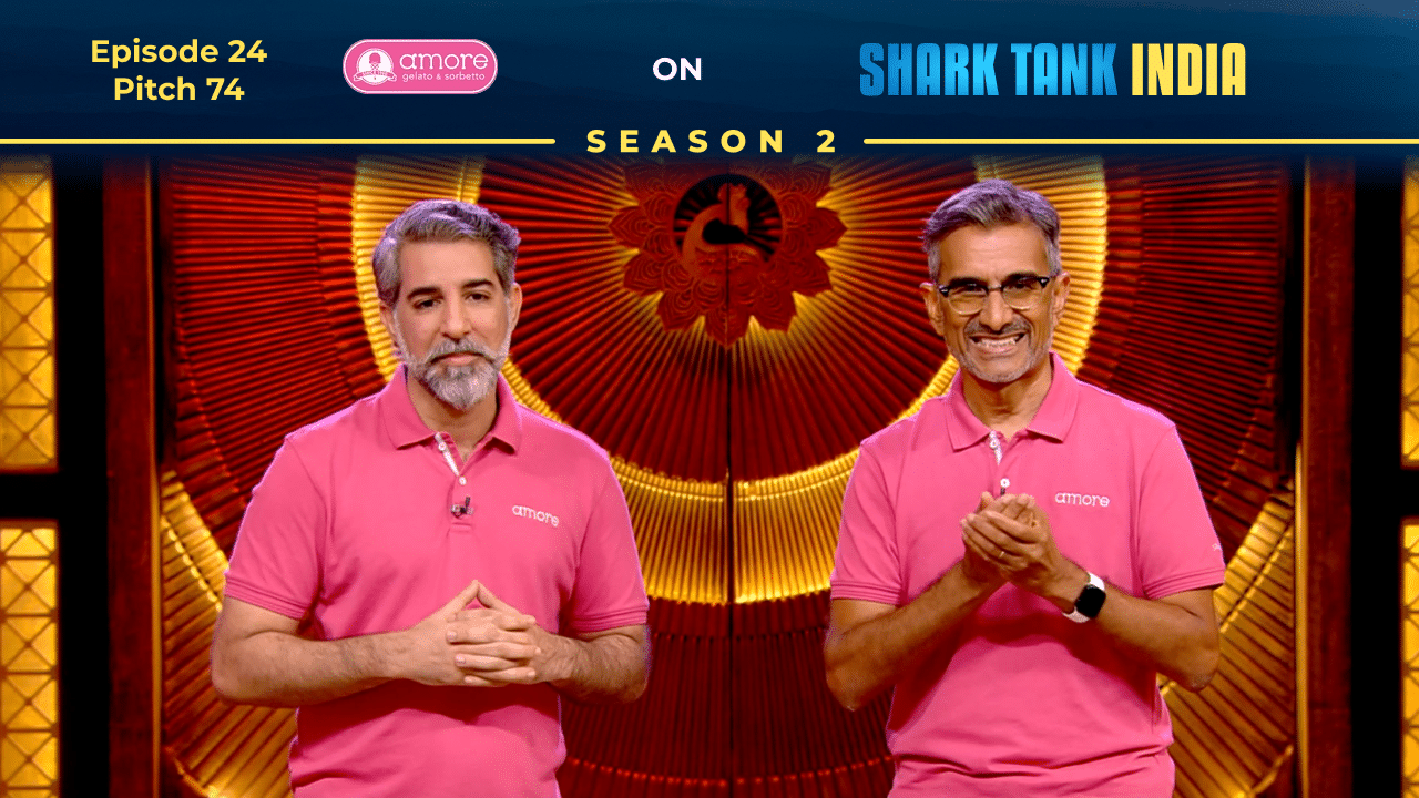 Amore Gelato founders pitching their brand on Shark Tank India