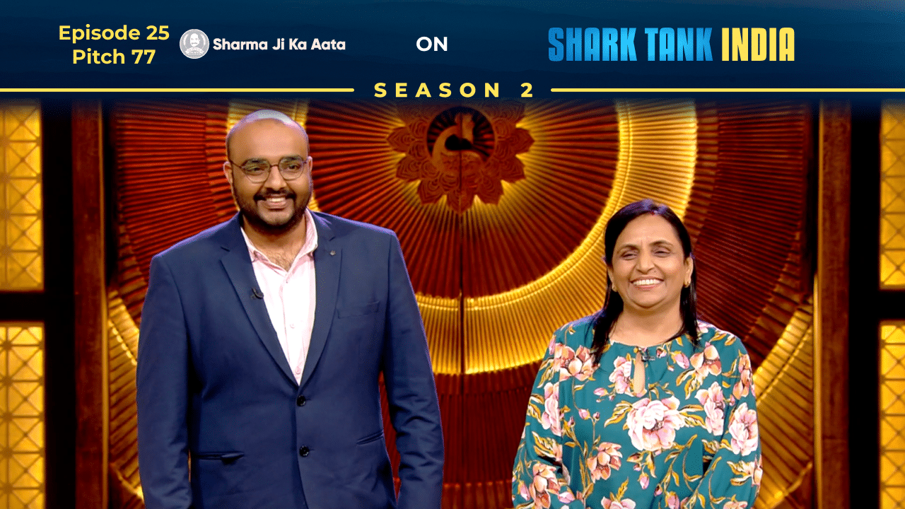 Sharmaji Ka Atta founders pitching on Shark Tank India