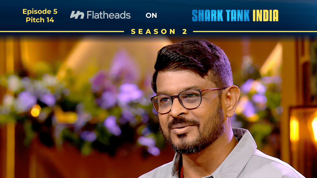 Ganesh Balakrishnan presenting Flatheads on Shark Tank India.