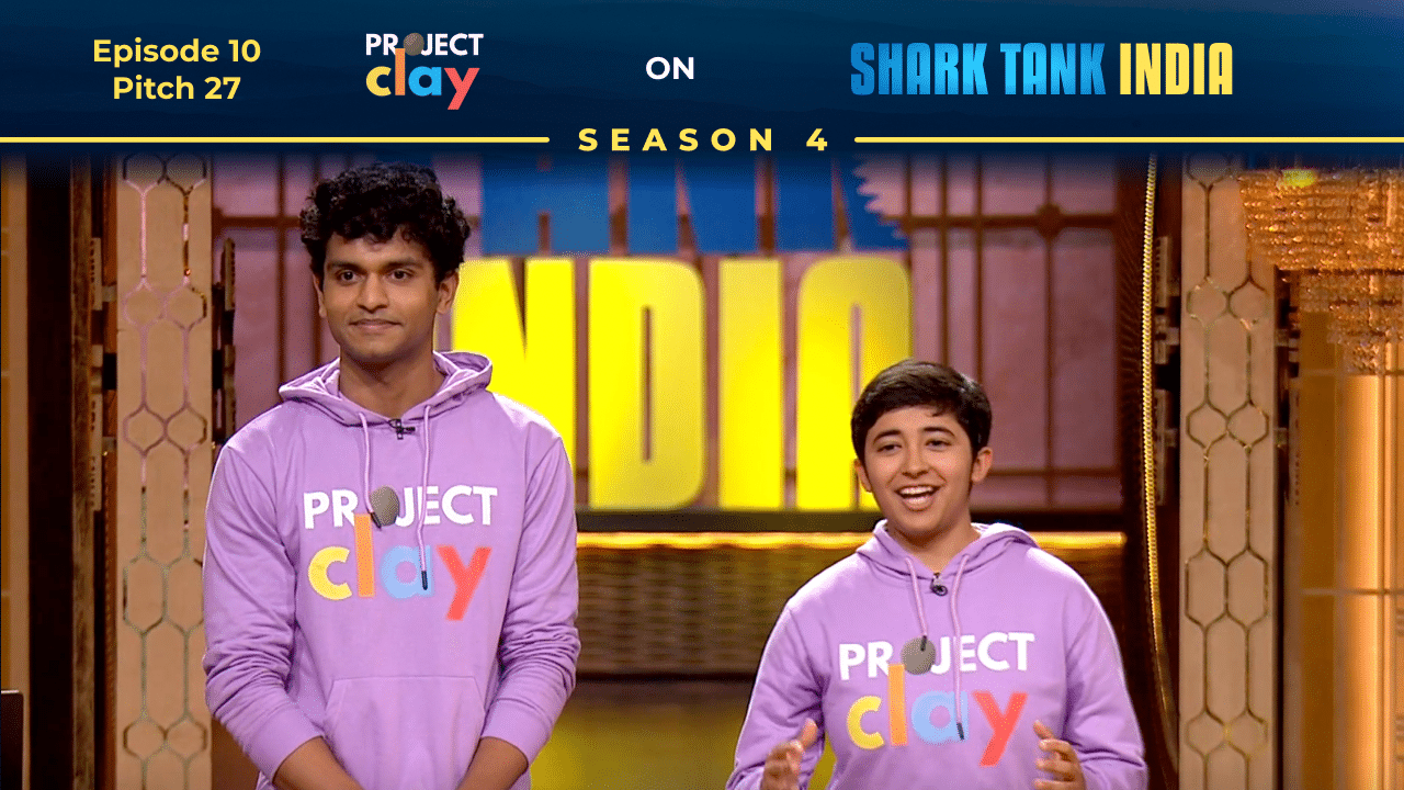 Project Clay founders Dyumna Madan & Shivom Sood presenting their pitch on Shark Tank India