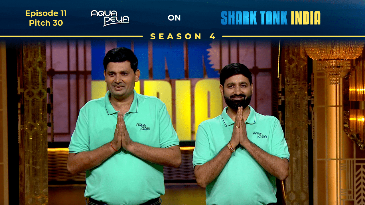 Aquapeya founders Tushar and Ravi Mundada presenting their pitch on Shark Tank India.