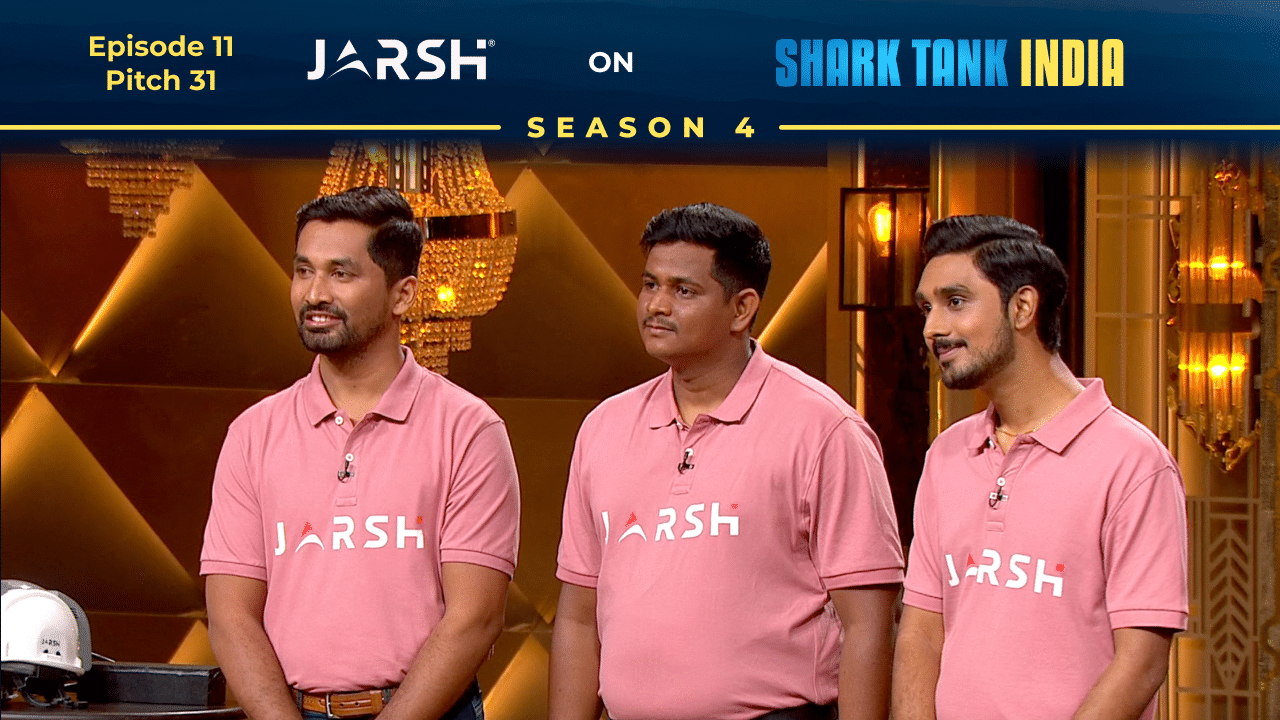 Jarsh Safety founders presenting their smart industrial safety gear on Shark Tank India.