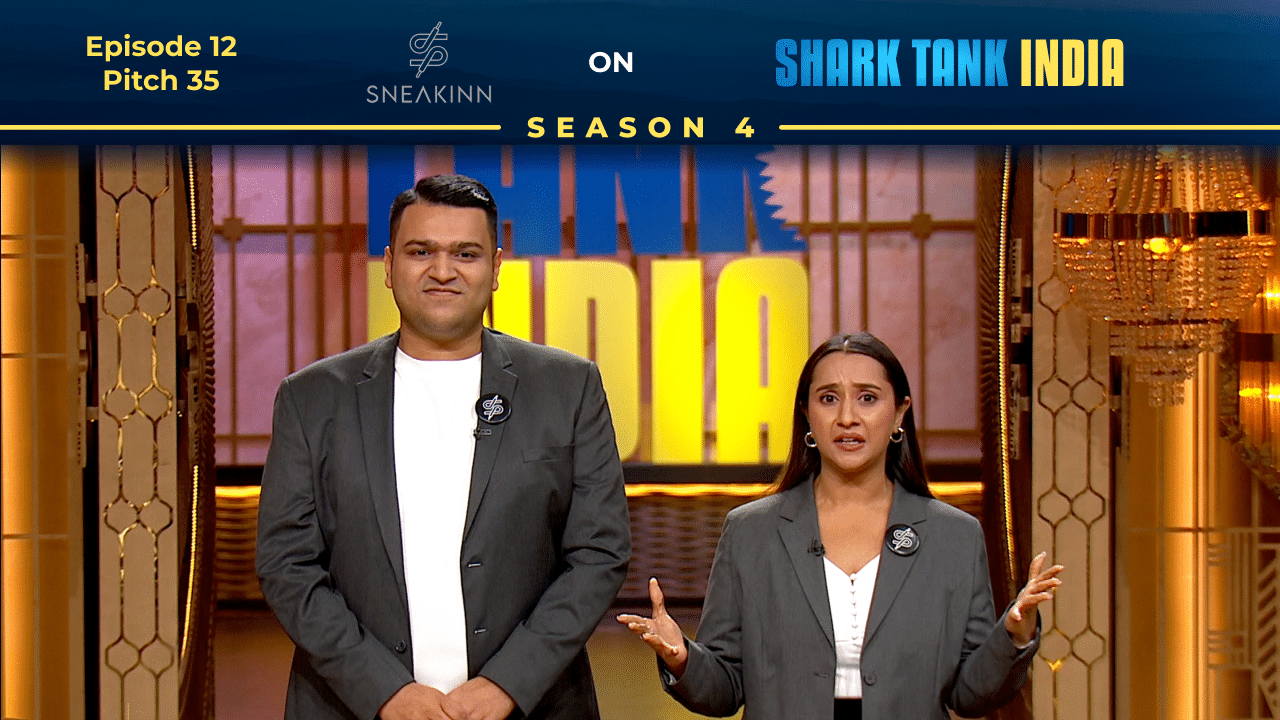 Sneakinn founders presenting their premium shoe & bag care brand on Shark Tank India.