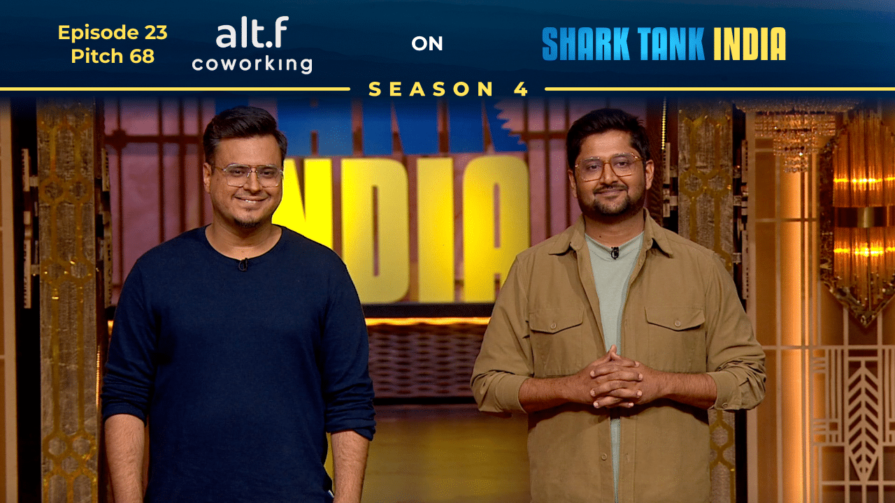 Alt F Co-working founders Sarthak Chhabra and Yogesh Arora pitching on Shark Tank India.