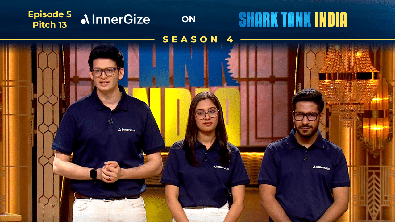 InnerGize founders presenting their wearable mental health device on Shark Tank India