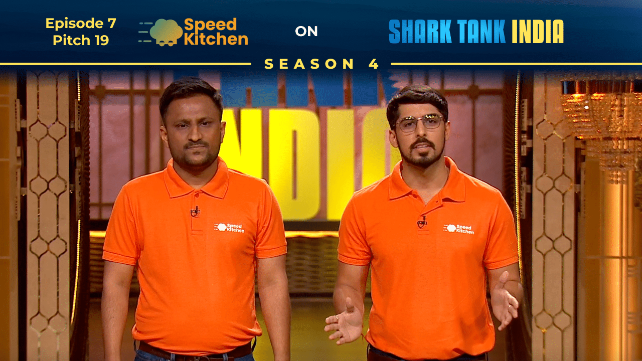 Speed Kitchen founders pitching their cloud kitchen startup on Shark Tank India.