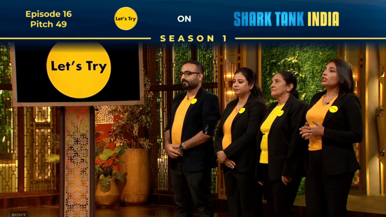 Let’s Try founders presenting their pitch on Shark Tank India
