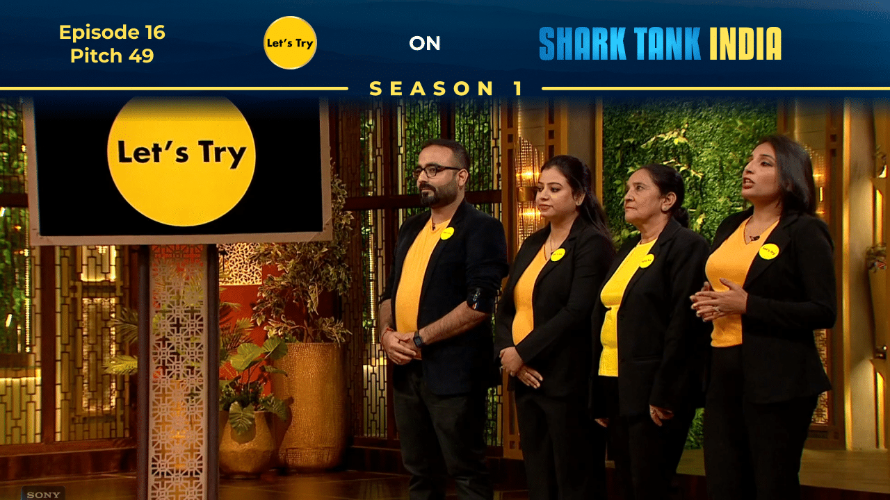 Let’s Try founders presenting their pitch on Shark Tank India