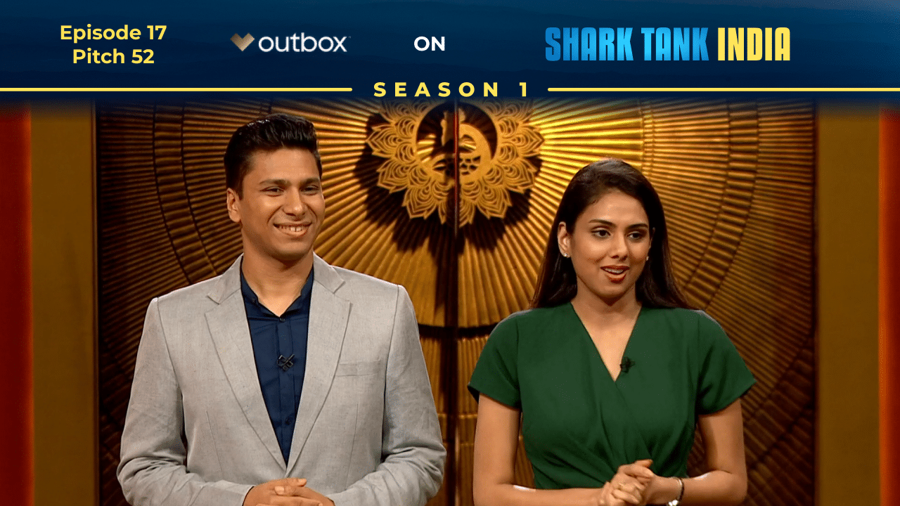 Outbox founders Kaushal Modi & Sukriti Agarwal pitching on Shark Tank India