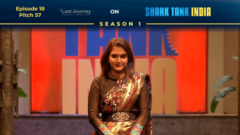 Shruthi Reddy presenting Anthyesti funeral services on Shark Tank India