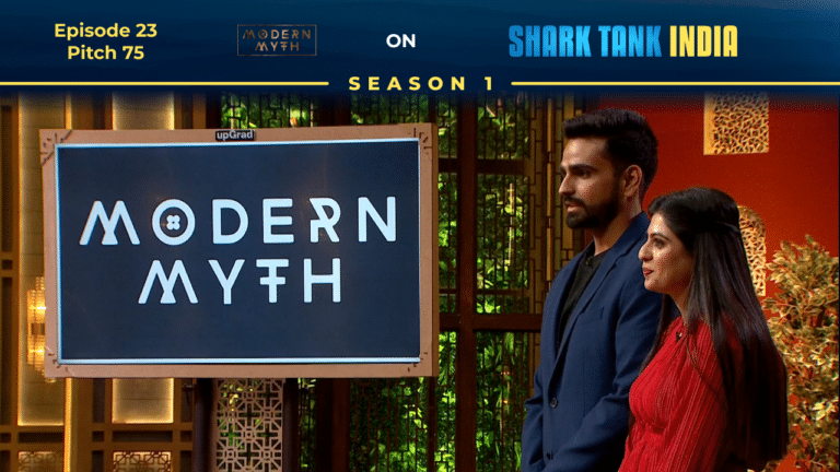 Founders of Modern Myth presenting their vegan handbags on Shark Tank India