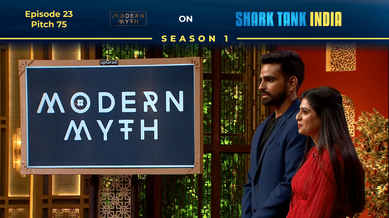Founders of Modern Myth presenting their vegan handbags on Shark Tank India