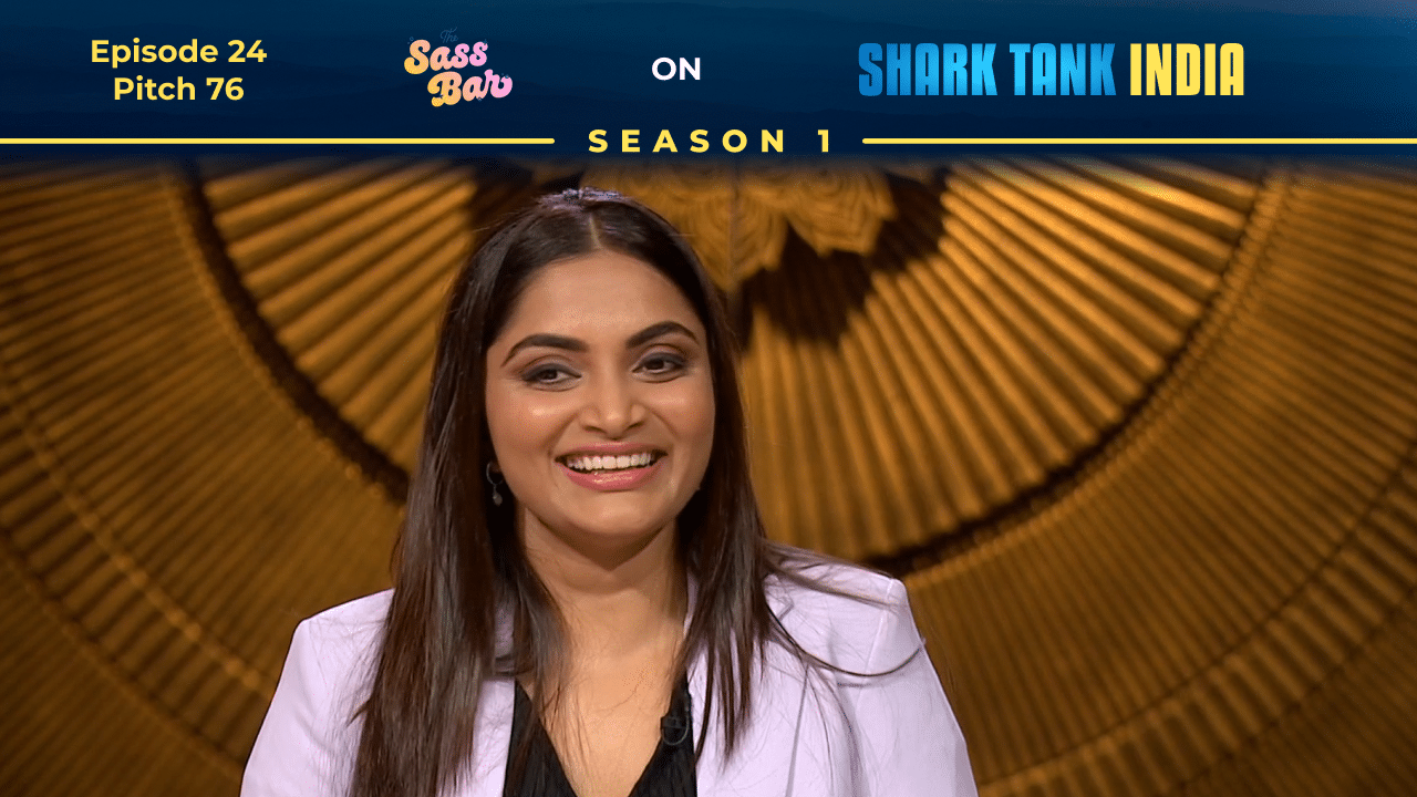 Rishika Nayak Shetty presenting The Sass Bar on Shark Tank India