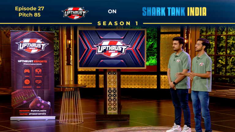 Kartik Vaibhav pitching Upthrust Esports on Shark Tank India