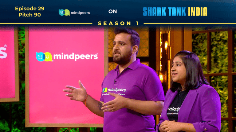 Mindpeers founders presenting their AI mental health app on Shark Tank India