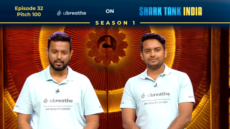 Ubreathe founders presenting plant-based air purifiers on Shark Tank India