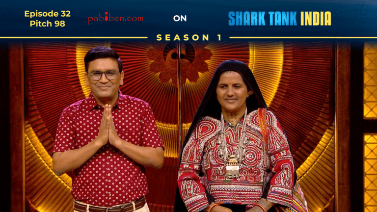 Pabiben team presenting handcrafted bags on Shark Tank India