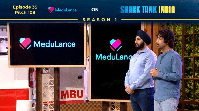Medulance founders pitching ambulance tech solution on Shark Tank India